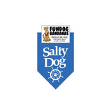Mirage Blue miniature dog bandana with Salty Dog and a ship's wheel in white ink.