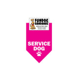 Hot Pink miniature dog bandana with Service Dog and a paw in white ink.