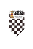 A black and white miniature checkerboard dog bandana