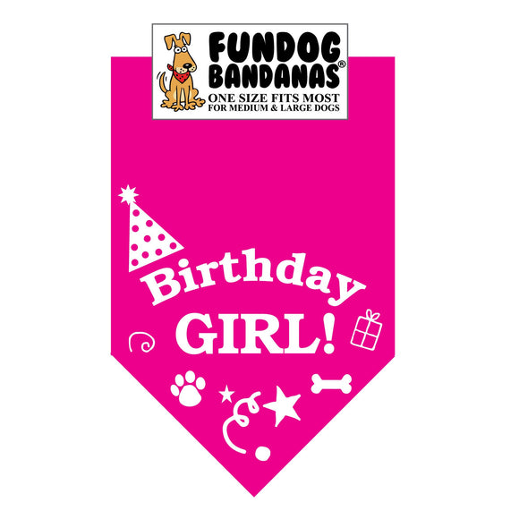 Wholesale 10 Pack - Birthday Girl Bandana - Hot Pink Only - FunDogBandanas