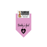 Light Purple miniature dog bandana with Daddy's Girl and a paw inside of a heart in black ink.