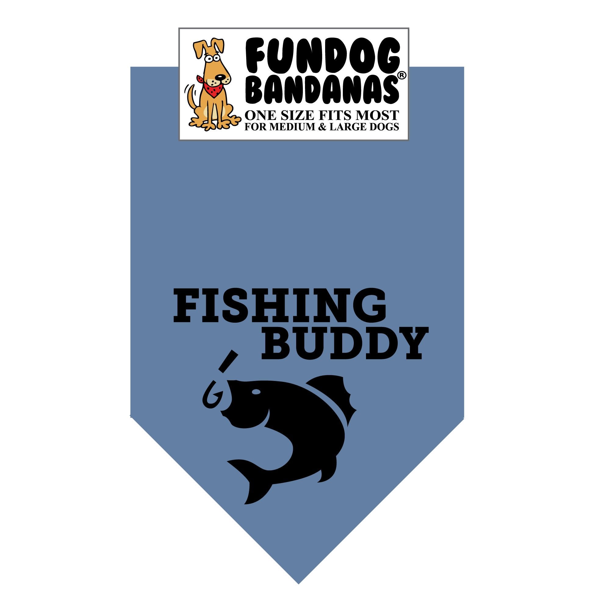 Fishing Buddy Dog Bandana (One Size Fits Most for Medium to Large Dogs, Chambray)