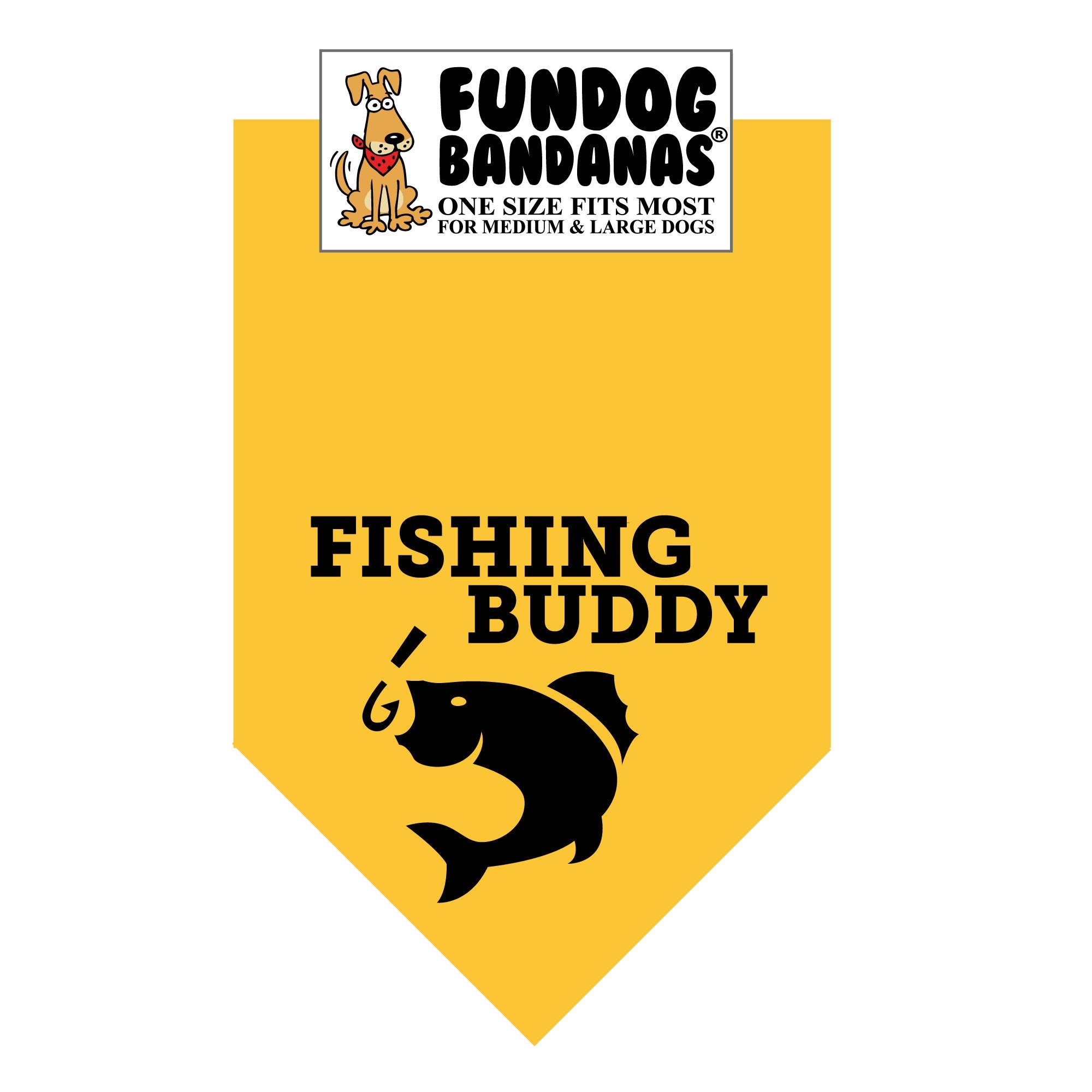 Fishing Buddy Dog Bandana One Size Fits Most for Medium to Large Dogs / Athletic Gold