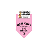 Wholesale 10 Pack - Guess What?! I'm going to be a Big Sister! Bandana - Light Pink Only - FunDogBandanas