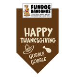 Wholesale 10 Pack - Happy Thanksgiving Bandana - Brown - FunDogBandanas