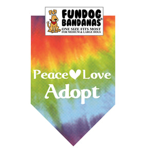 Wholesale 10 Pack - Peace Love Adopt Dog Bandana - Tie Dye Only