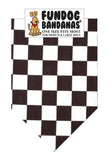 A black and white one size fits most checkerboard dog bandana