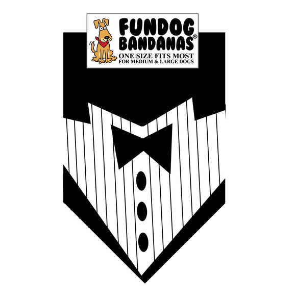 Wholesale 10 Pack - Tuxedo with Black Tie Bandana - Black Only - FunDogBandanas